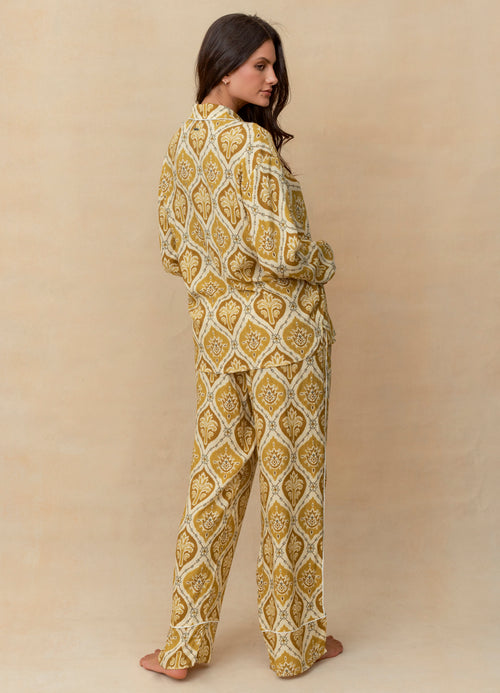 Hover image -  Maaji Khaki Palms Dandelion Long Sleeve Pant Set