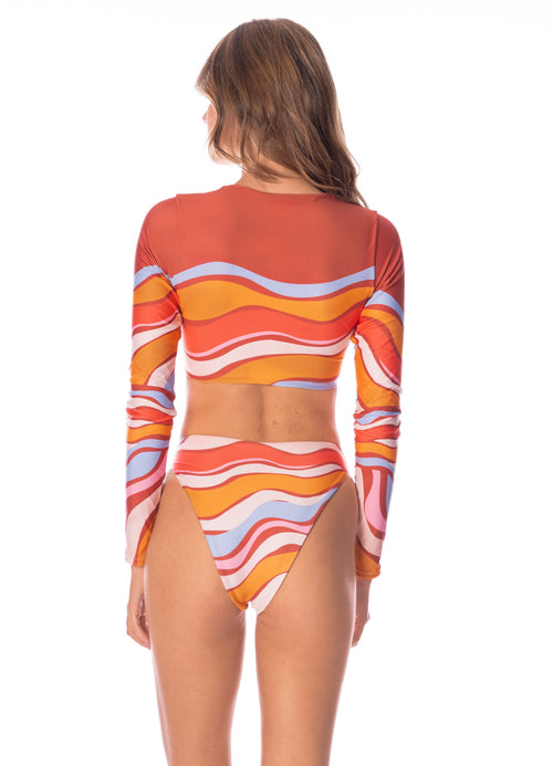 Hover image -  Maaji Swizzle Blossom Spectacle Long Sleeve Crop Top Bikini Top