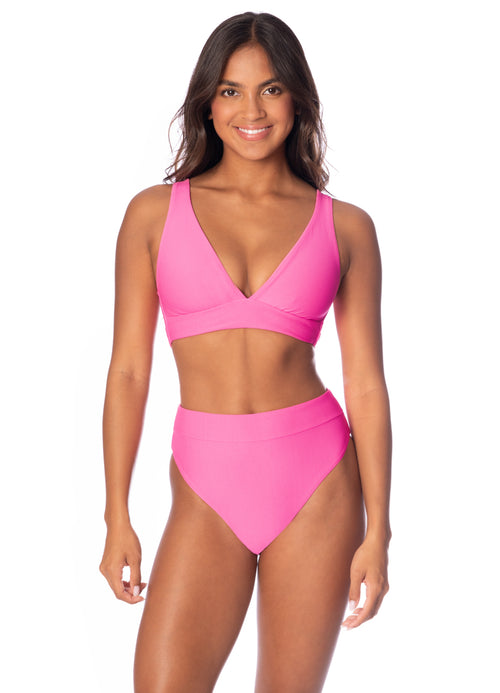 Main image -  Maaji Radiant Pink Allure Long Line Triangle Bikini Top