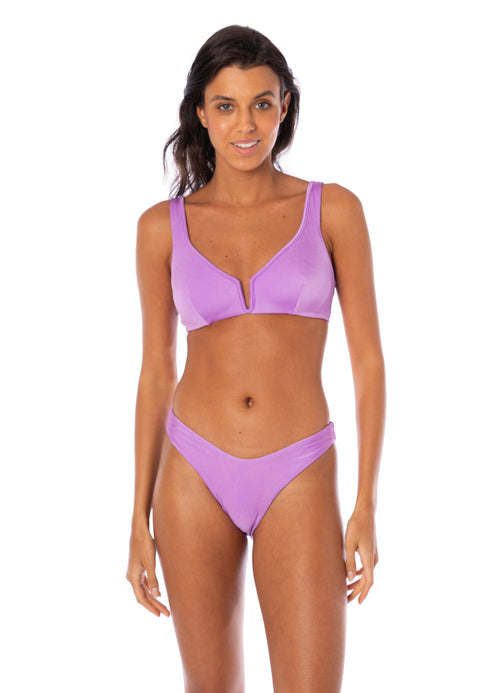 Hover image -  Maaji Metallic Lilac Splendour Regular Rise Thin Side Bikini Bottom