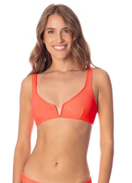 Hover image -  Maaji Fire Coral Victoria V Wire Bralette Bikini Top