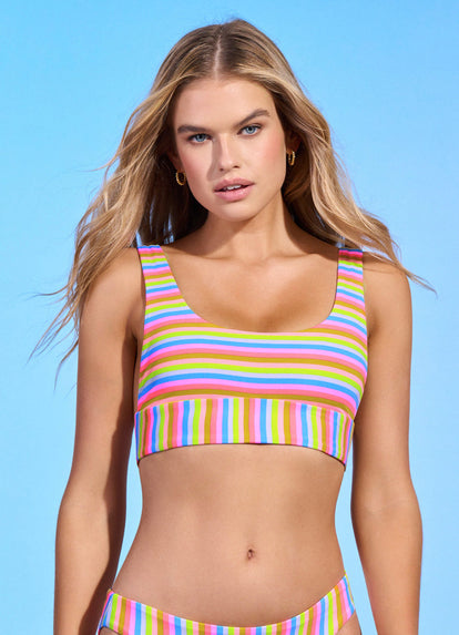 Thumbnail - Maaji Rainbow Stripe Donna Sporty Bralette Bikini Top - 4