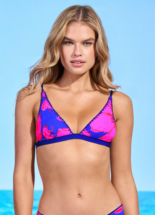 Hover image -  Maaji Cobalt Blue Ivy Fixed Triangle Bikini Top