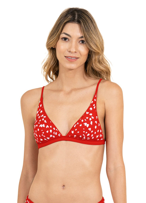 Hover image -  Maaji Red Camelia Ivy Fixed Triangle Bikini Top